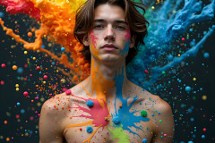 Paint Splat Fun - Hot men having fun with body paint.