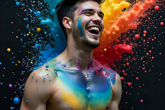 Paint Splat Fun - Hot men having fun with body paint.