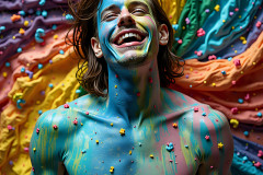 Paint Splat Fun - Hot men having fun with body paint.