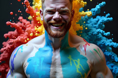 Paint Splat Fun - Hot men having fun with body paint.