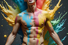 Paint Splat Fun - Hot men having fun with body paint.