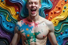 Paint Splat Fun - Hot men having fun with body paint.