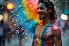 Paint Splat Fun - Hot men having fun with body paint.