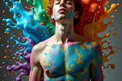Paint Splat Fun - Hot men having fun with body paint.