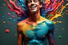Paint Splat Fun - Hot men having fun with body paint.