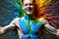 Paint Splat Fun - Hot men having fun with body paint.