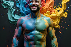 Paint Splat Fun - Hot men having fun with body paint.