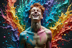 Paint Splat Fun - Hot men having fun with body paint.