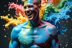 Paint Splat Fun - Hot men having fun with body paint.