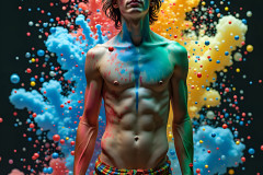 Paint Splat Fun - Hot men having fun with body paint.