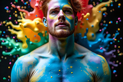 Paint Splat Fun - Hot men having fun with body paint.