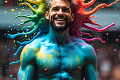 Paint Splat Fun - Hot men having fun with body paint.