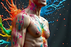 Paint Splat Fun - Hot men having fun with body paint.