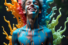 Paint Splat Fun - Hot men having fun with body paint.