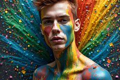 Paint Splat Fun - Hot men having fun with body paint.