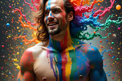Paint Splat Fun - Hot men having fun with body paint.