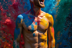 Paint Splat Fun - Hot men having fun with body paint.