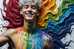 Paint Splat Fun - Hot men having fun with body paint.