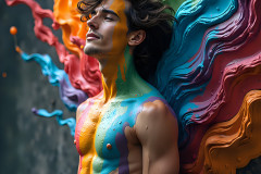 Paint Splat Fun - Hot men having fun with body paint.