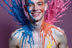 Paint Splat Fun - Hot men having fun with body paint.