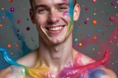 Paint Splat Fun - Hot men having fun with body paint.