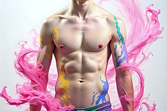 Paint Splat Fun - Hot men having fun with body paint.