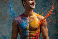 Paint Splat Fun - Hot men having fun with body paint.