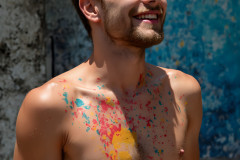 Paint Splat Fun - Hot men having fun with body paint.