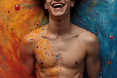 Paint Splat Fun - Hot men having fun with body paint.