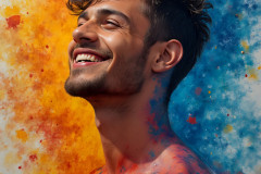 Paint Splat Fun - Hot men having fun with body paint.