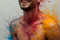 Paint Splat Fun - Hot men having fun with body paint.