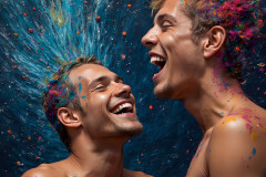 Paint Splat Fun - Hot men having fun with body paint.