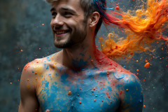 Paint Splat Fun - Hot men having fun with body paint.