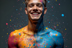 Paint Splat Fun - Hot men having fun with body paint.