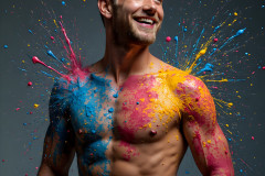 Paint Splat Fun - Hot men having fun with body paint.