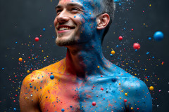 Paint Splat Fun - Hot men having fun with body paint.