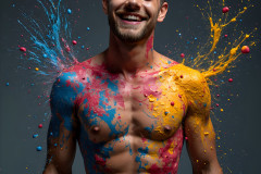 Paint Splat Fun - Hot men having fun with body paint.
