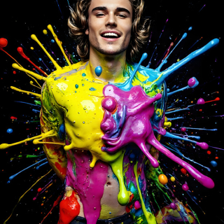 Paint Splat Fun - AI Photos of Hot men having fun with body paint.
