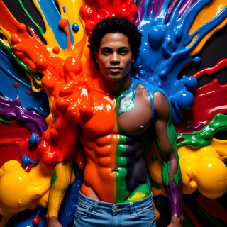 Paint Splat Fun - AI Photos of Hot men having fun with body paint.