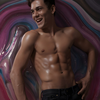 Paint Splat Fun - AI Photos of Hot men having fun with body paint.