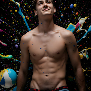 Paint Splat Fun - AI Photos of Hot men having fun with body paint.
