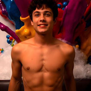 Paint Splat Fun - AI Photos of Hot men having fun with body paint.