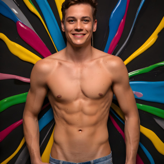 Paint Splat Fun - AI Photos of Hot men having fun with body paint.