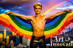 Gay Men Wearing Feathered wings of Pride