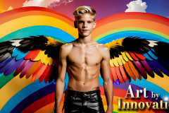 Gay Men Wearing Feathered wings of Pride