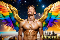 Gay Men Wearing Feathered wings of Pride