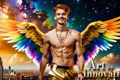 Gay Men Wearing Feathered wings of Pride