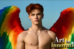Gay Men Wearing Feathered wings of Pride