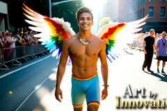 Gay Men Wearing Feathered wings of Pride