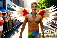 Gay Men Wearing Feathered wings of Pride